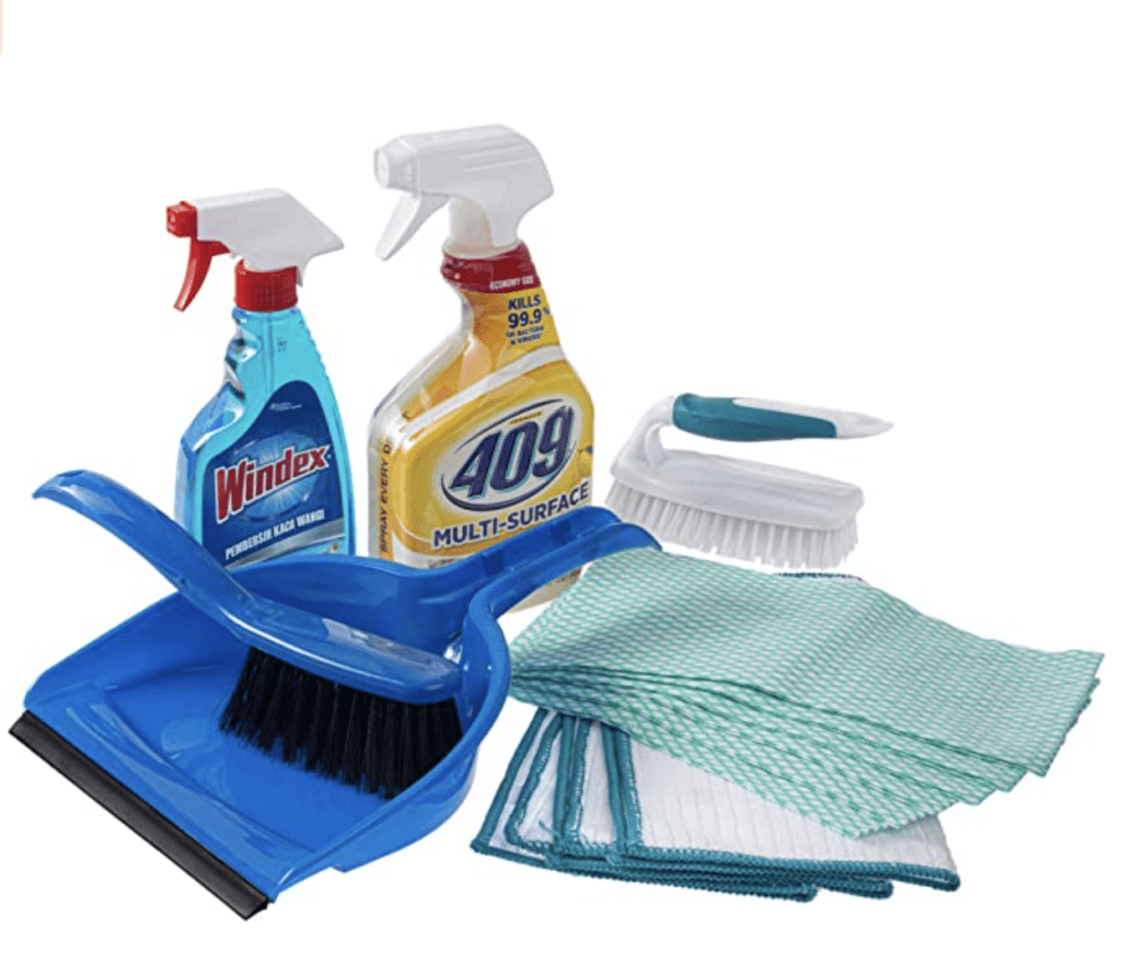 cleaning supplies for college dorm room grads