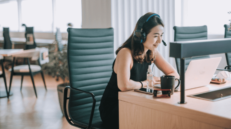 Women sitting down on a conference call