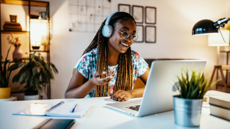 college student taking online class